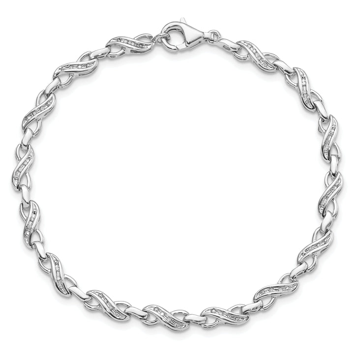 Silver Polish Diamond Infinity Symbol Bracelet
