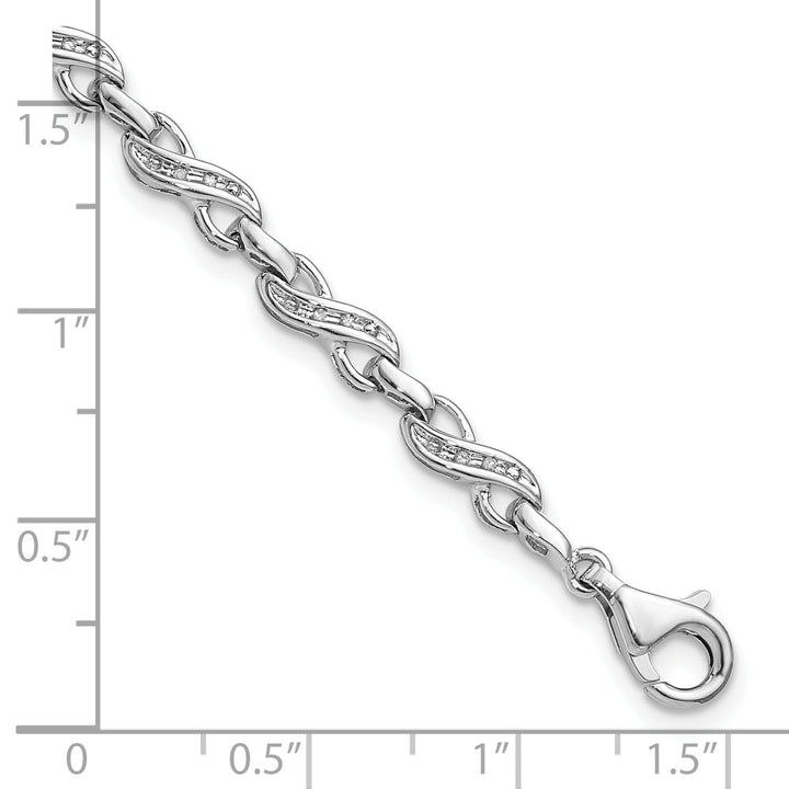 Silver Polish Diamond Infinity Symbol Bracelet