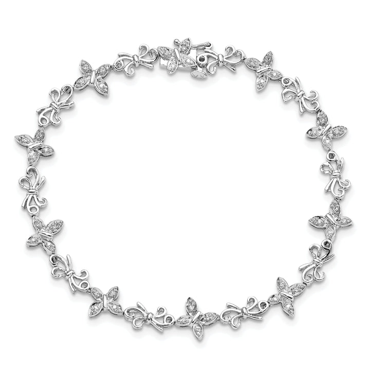 Silver Diamond Butterfly Fancy Bows Bracelet