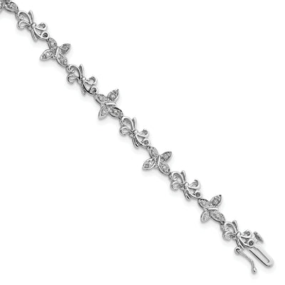 Silver Diamond Butterfly Fancy Bows Bracelet at $ 224.95 only from Jewelryshopping.com