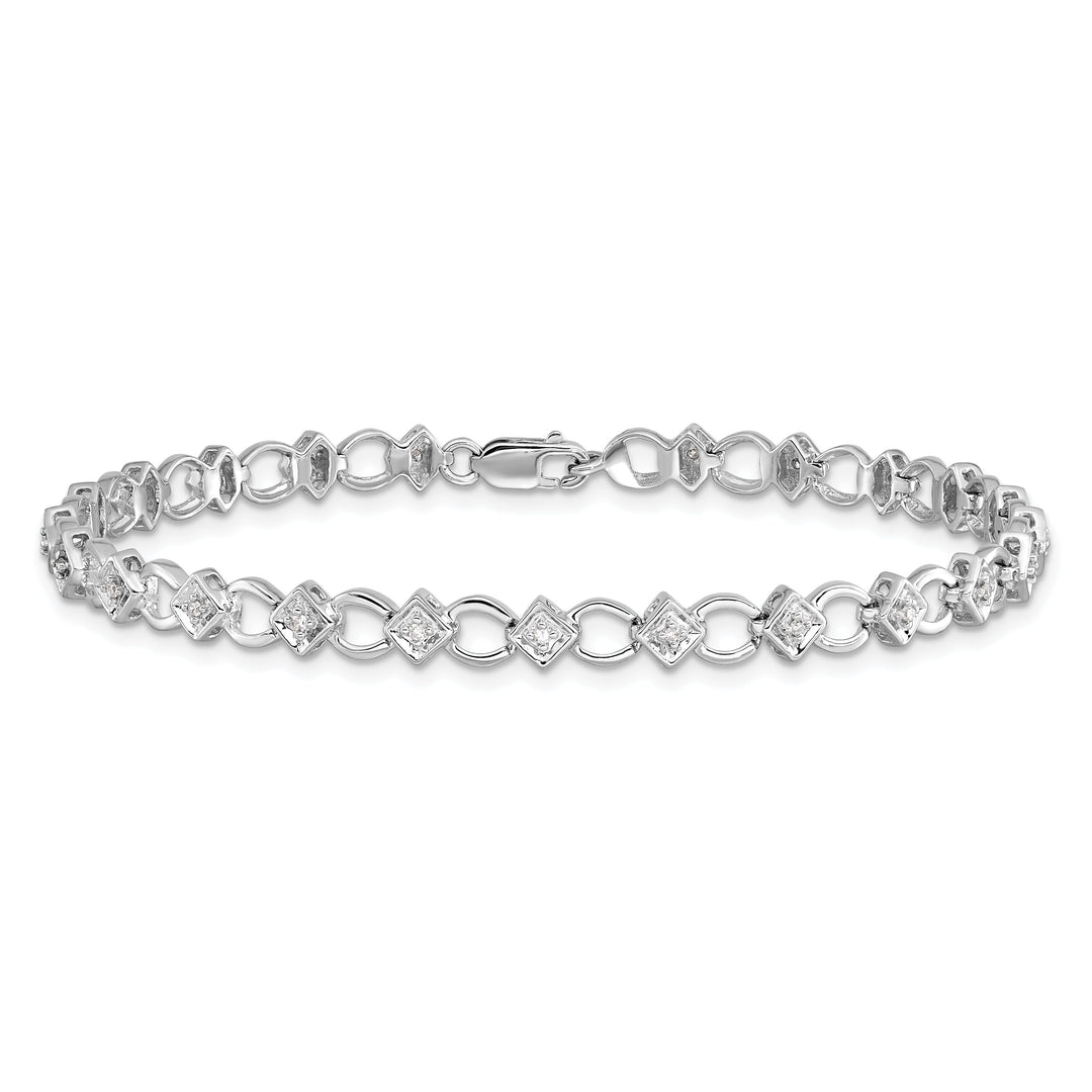 Silver Polished Finish Diamond Bracelet