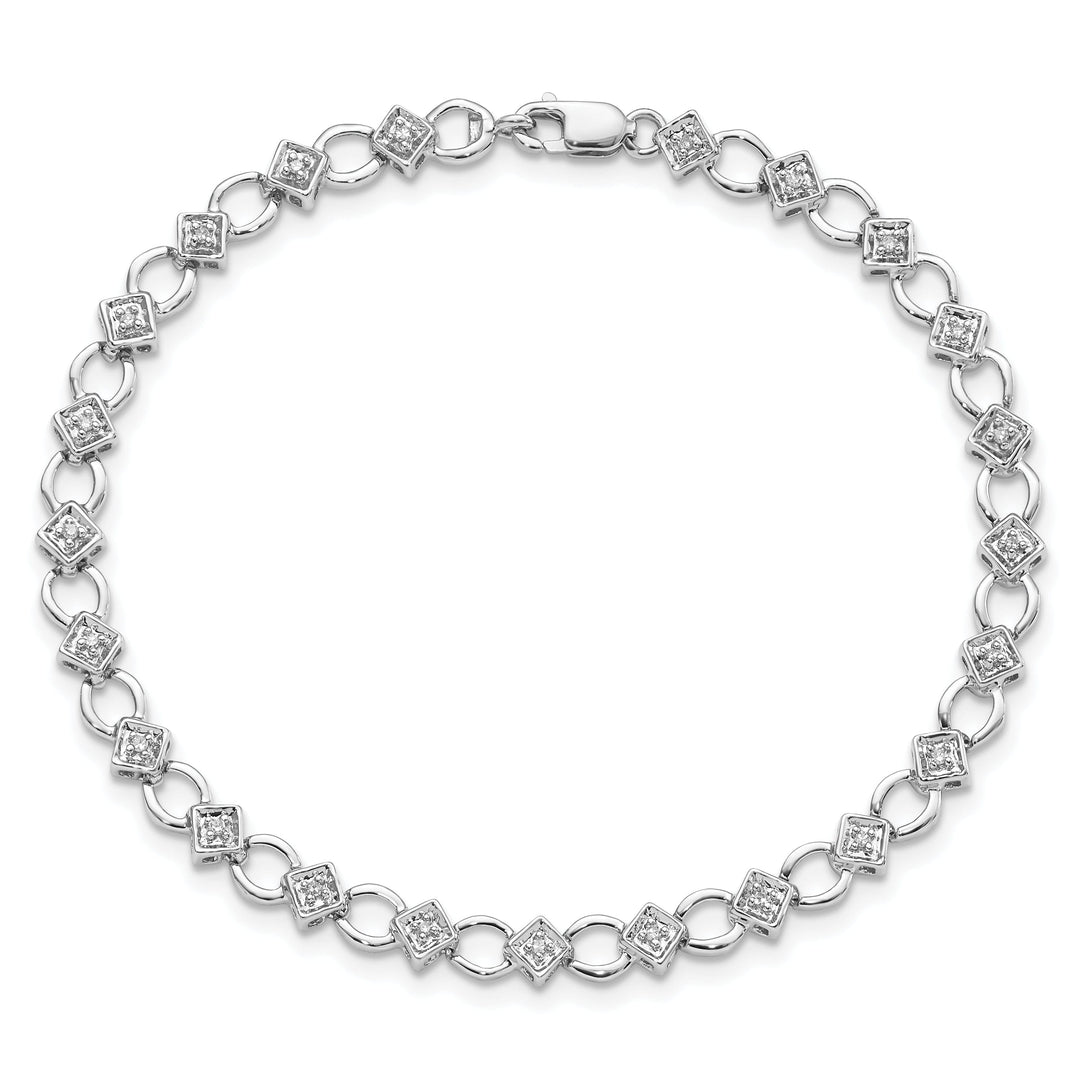 Silver Polished Finish Diamond Bracelet