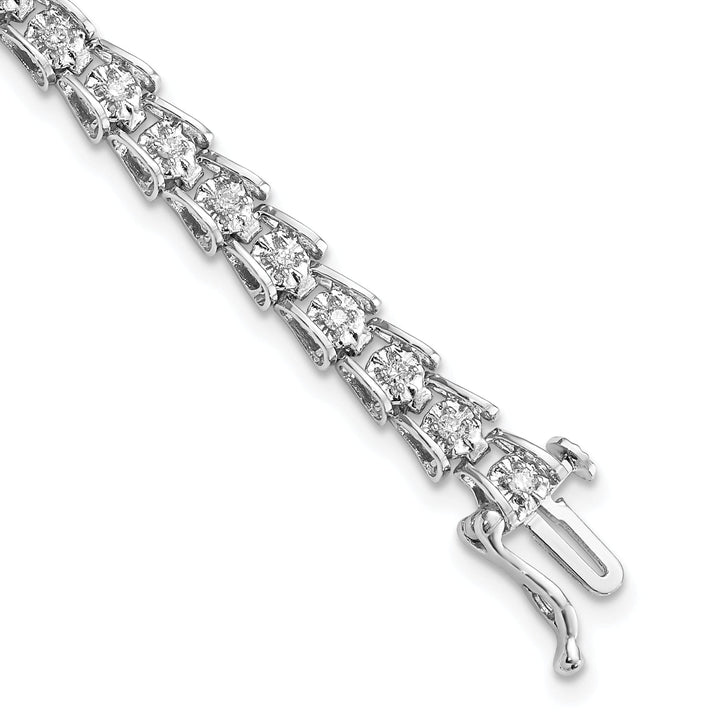 Silver Polished Finish Diamond Tennis Bracelet