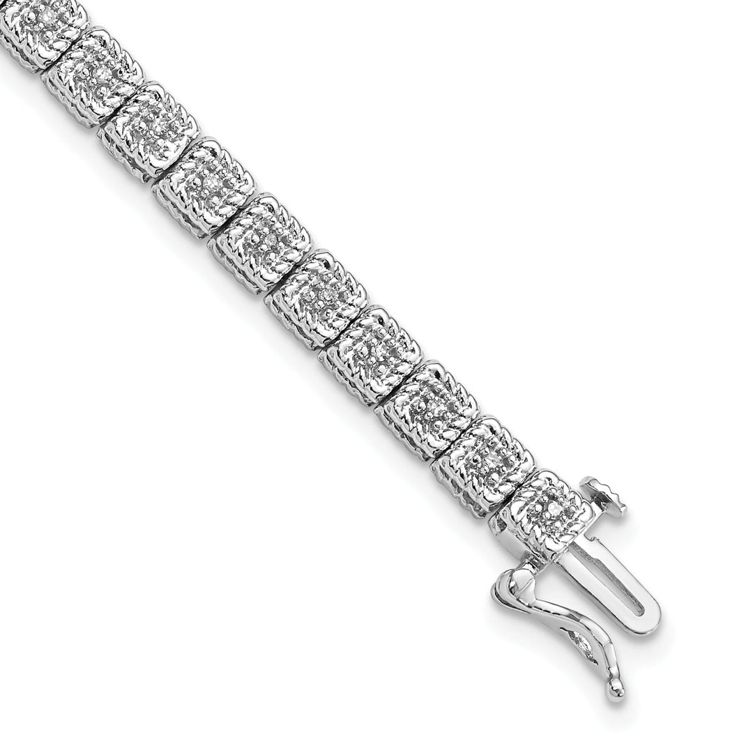 Silver Polished Round Stone Diamond Bracelet