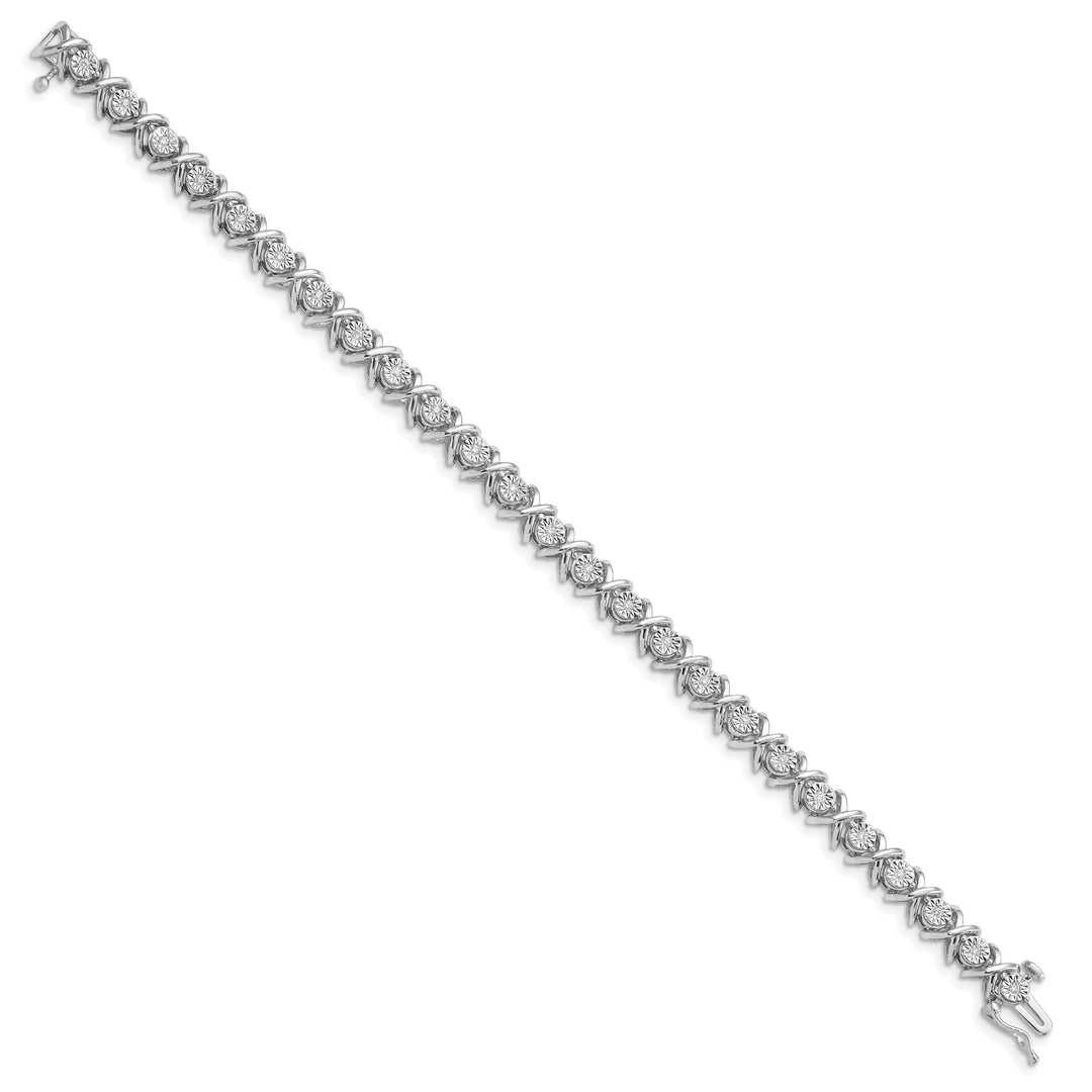 Silver Polished Finish Diamond " X " Bracelet