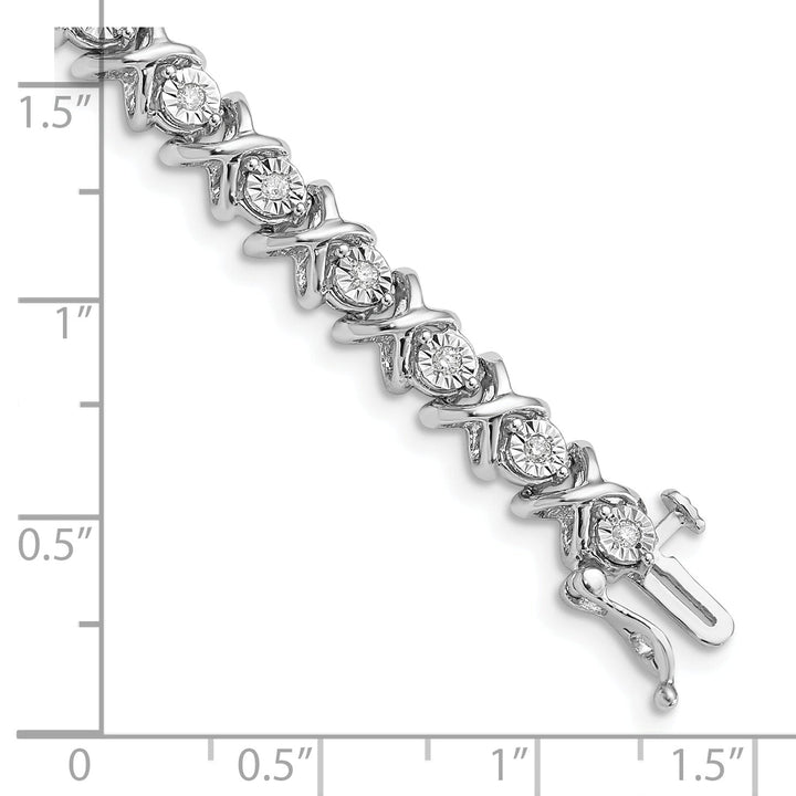 Silver Polished Finish Diamond " X " Bracelet