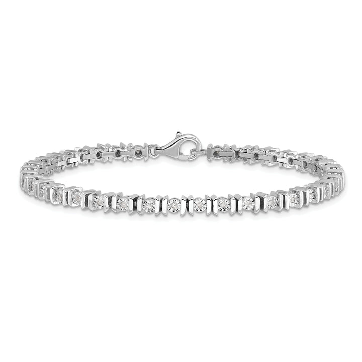 Silver Polished Finish Diamond Tennis Bracelet