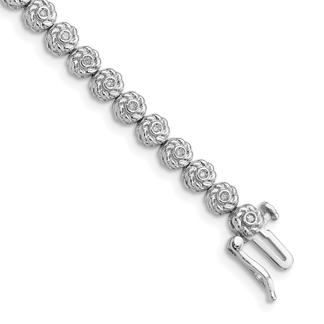 Sterling Silver Polish Finish Diamond Bracelet