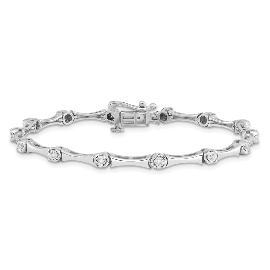 Sterling Silver Polish Finish Diamond Bracelet