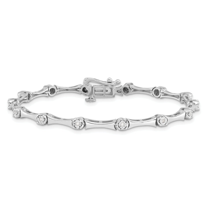 Sterling Silver Polish Finish Diamond Bracelet