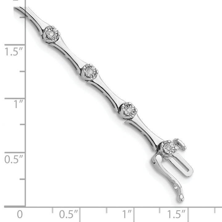 Sterling Silver Polish Finish Diamond Bracelet