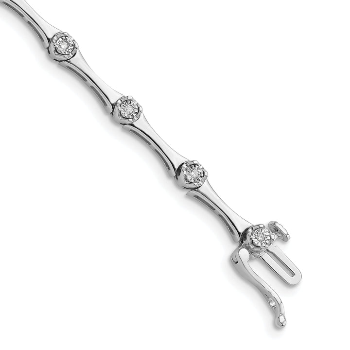 Sterling Silver Polish Finish Diamond Bracelet