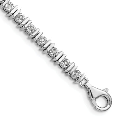 Silver Polished Finish Diamond Tennis Bracelet