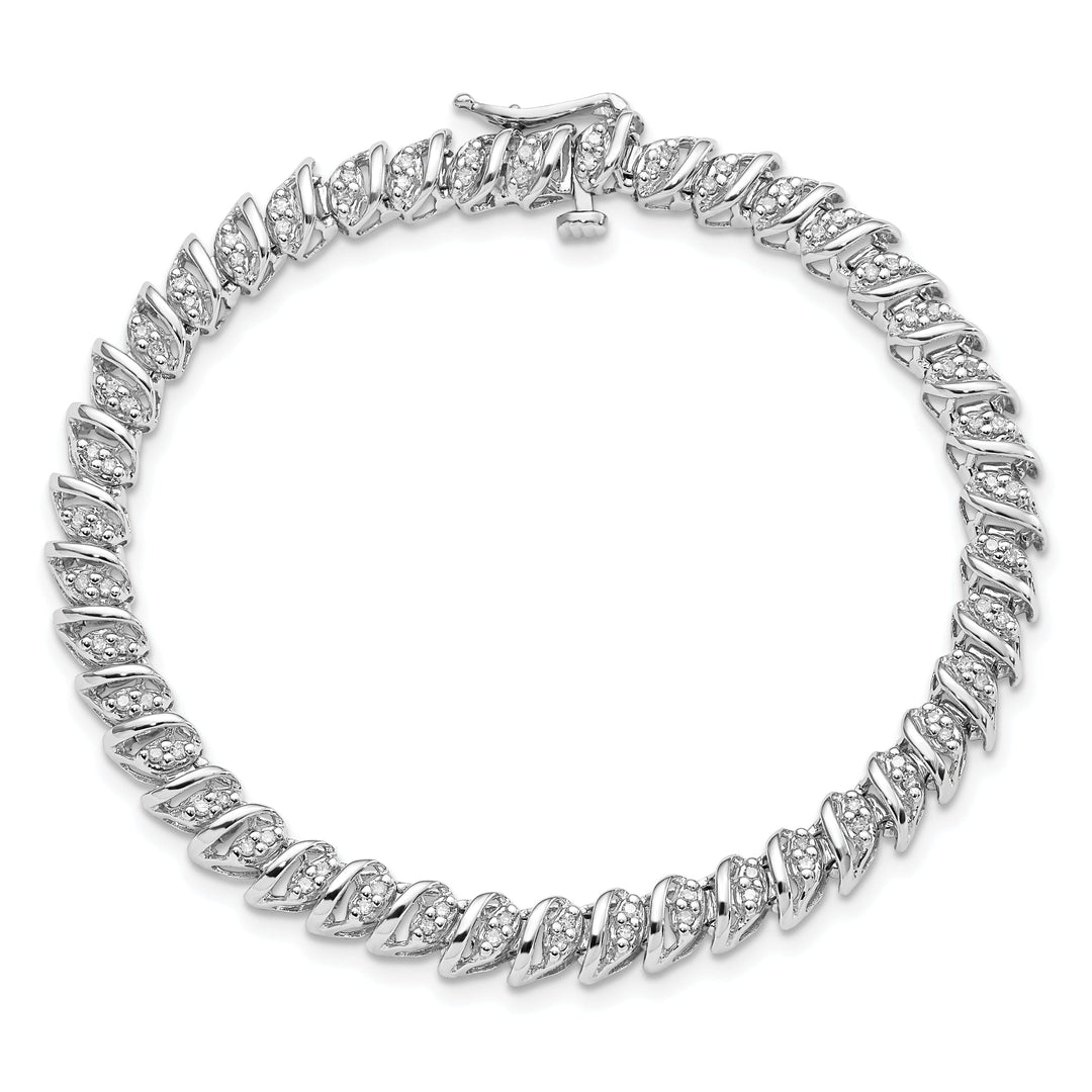 Silver Polished Finish Diamond Bracelet