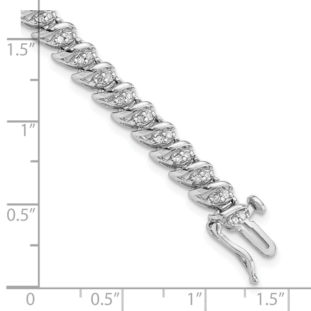 Silver Polished Finish Diamond Bracelet