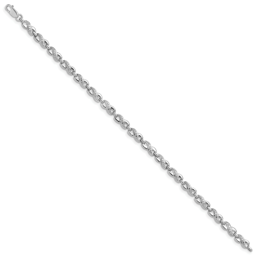 Sterling Silver Polish Finish Diamond Bracelet