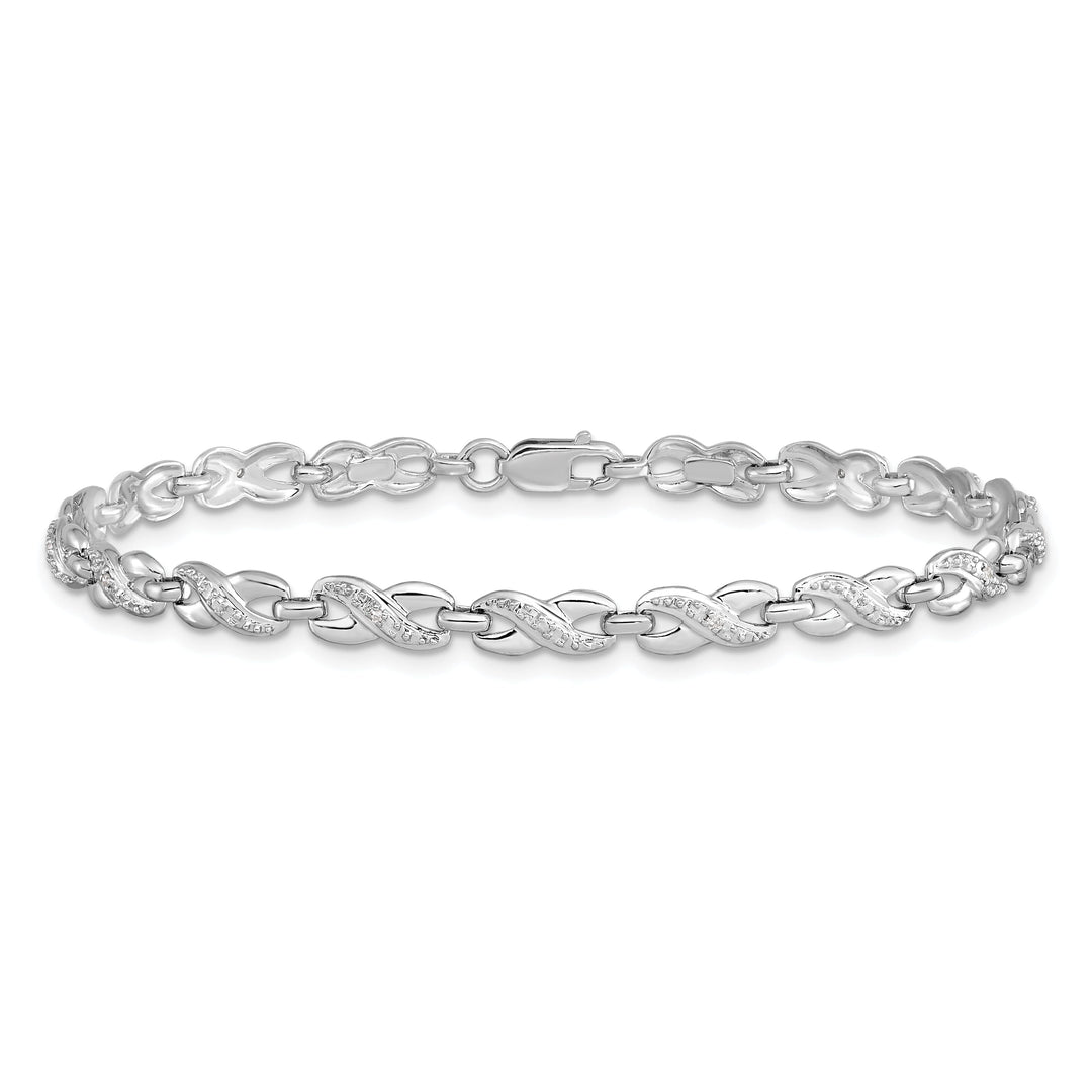 Sterling Silver Polish Finish Diamond Bracelet