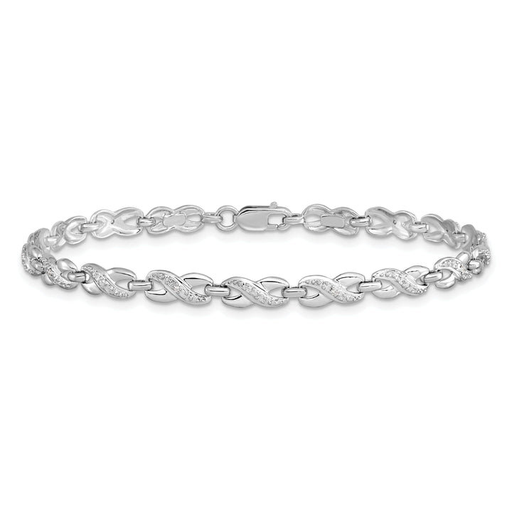 Sterling Silver Polish Finish Diamond Bracelet