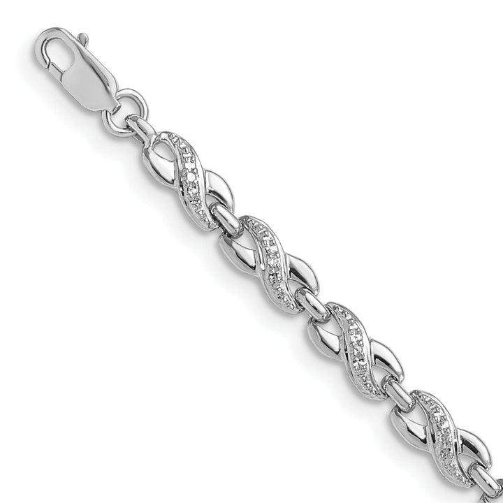 Sterling Silver Polish Finish Diamond Bracelet