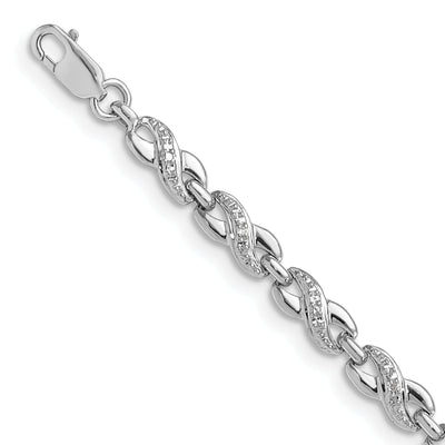 Sterling Silver Polish Finish Diamond Bracelet at $ 156.47 only from Jewelryshopping.com