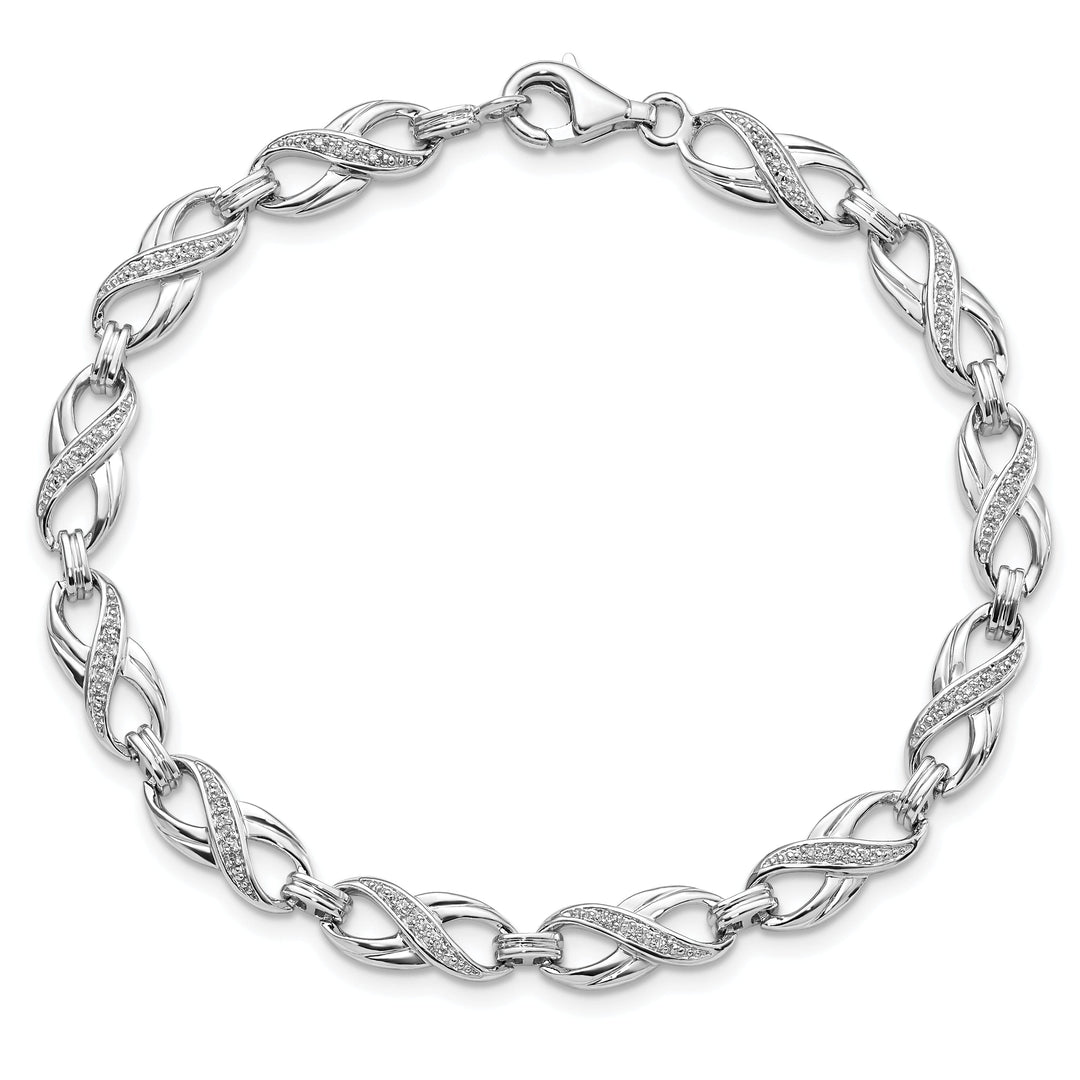 Sterling Silver Polish Finish Diamond Bracelet