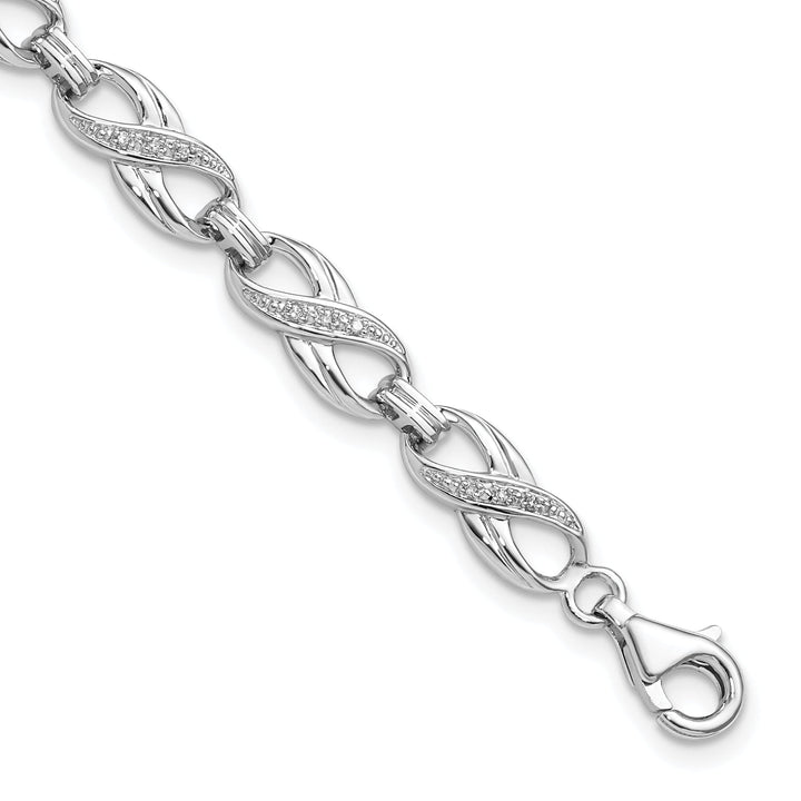 Sterling Silver Polish Finish Diamond Bracelet