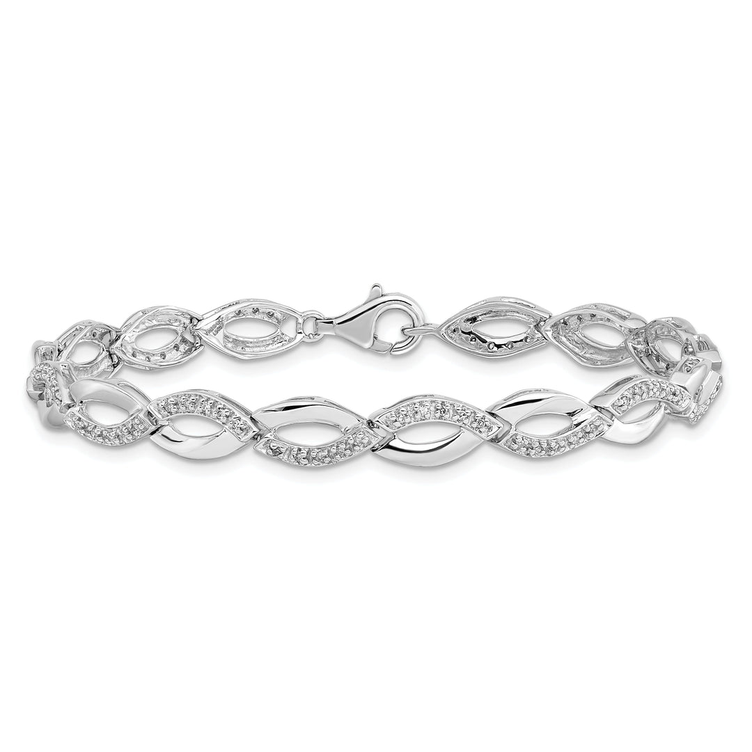 Sterling Silver Polished Diamond Bracelet