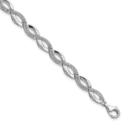 Sterling Silver Polished Diamond Bracelet