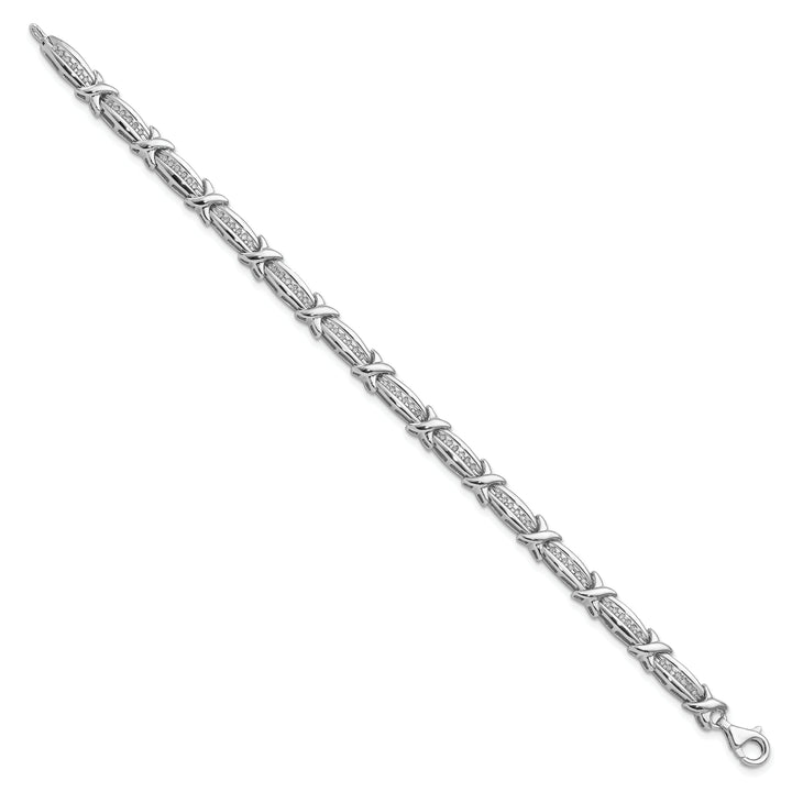 Sterling Silver Polish Finish Diamond Bracelet