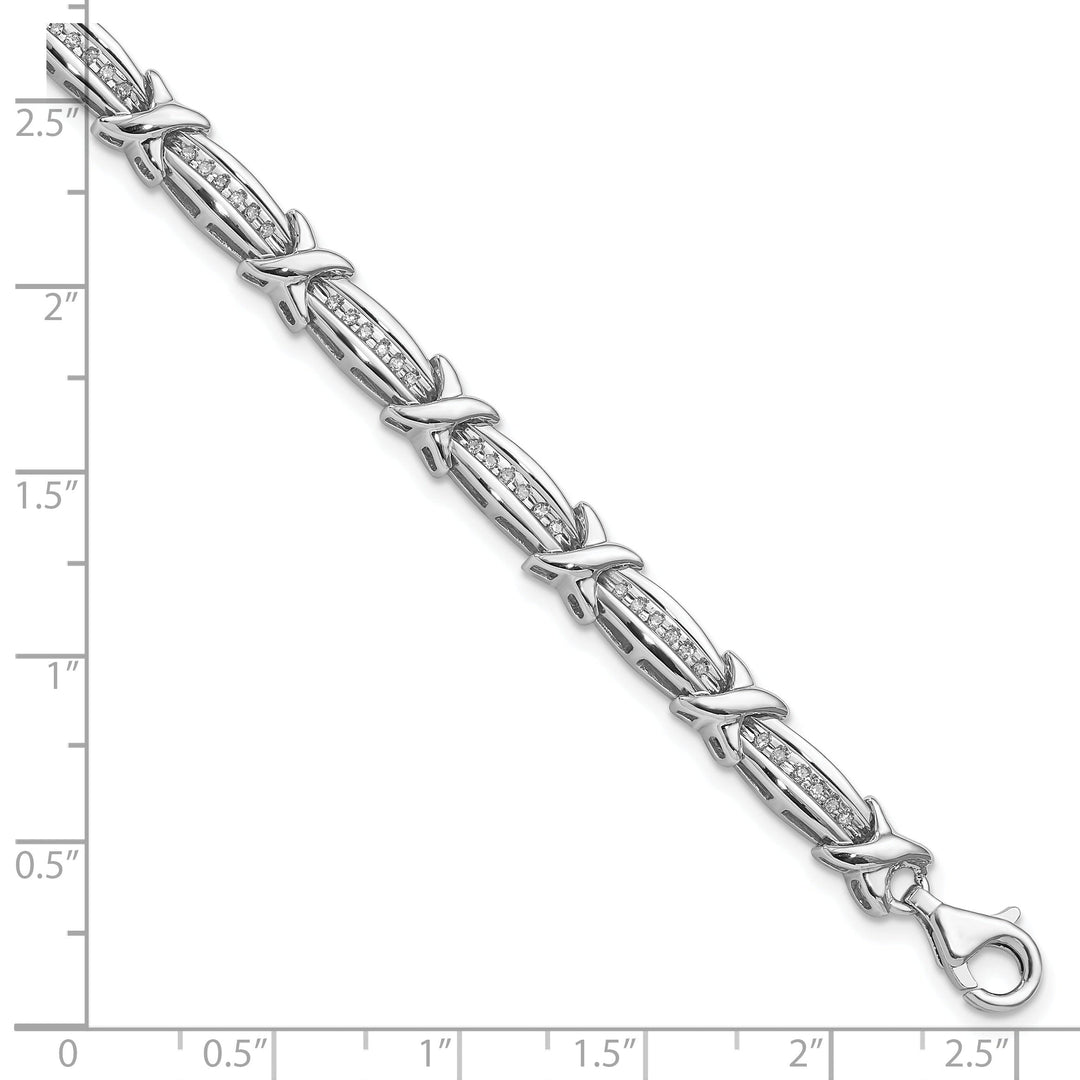 Sterling Silver Polish Finish Diamond Bracelet