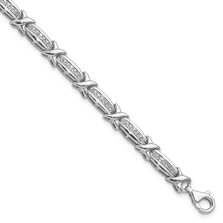 Sterling Silver Polish Finish Diamond Bracelet