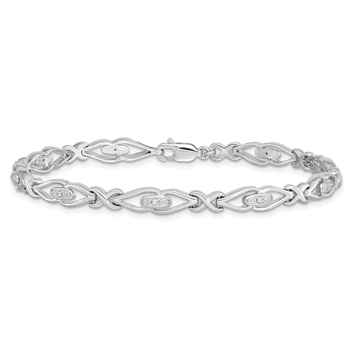 Silver Polished Round Stone Diamond Bracelet