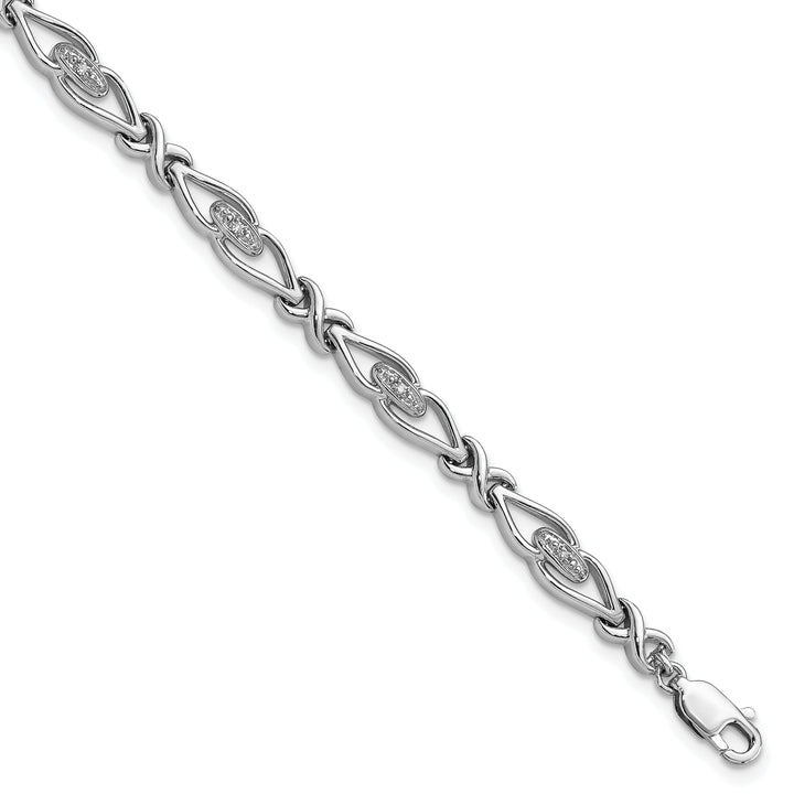 Silver Polished Round Stone Diamond Bracelet