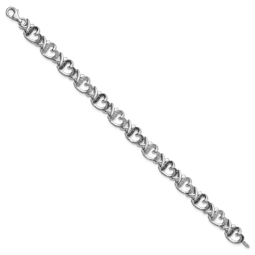 Sterling Silver Black White Diamond Bracelet