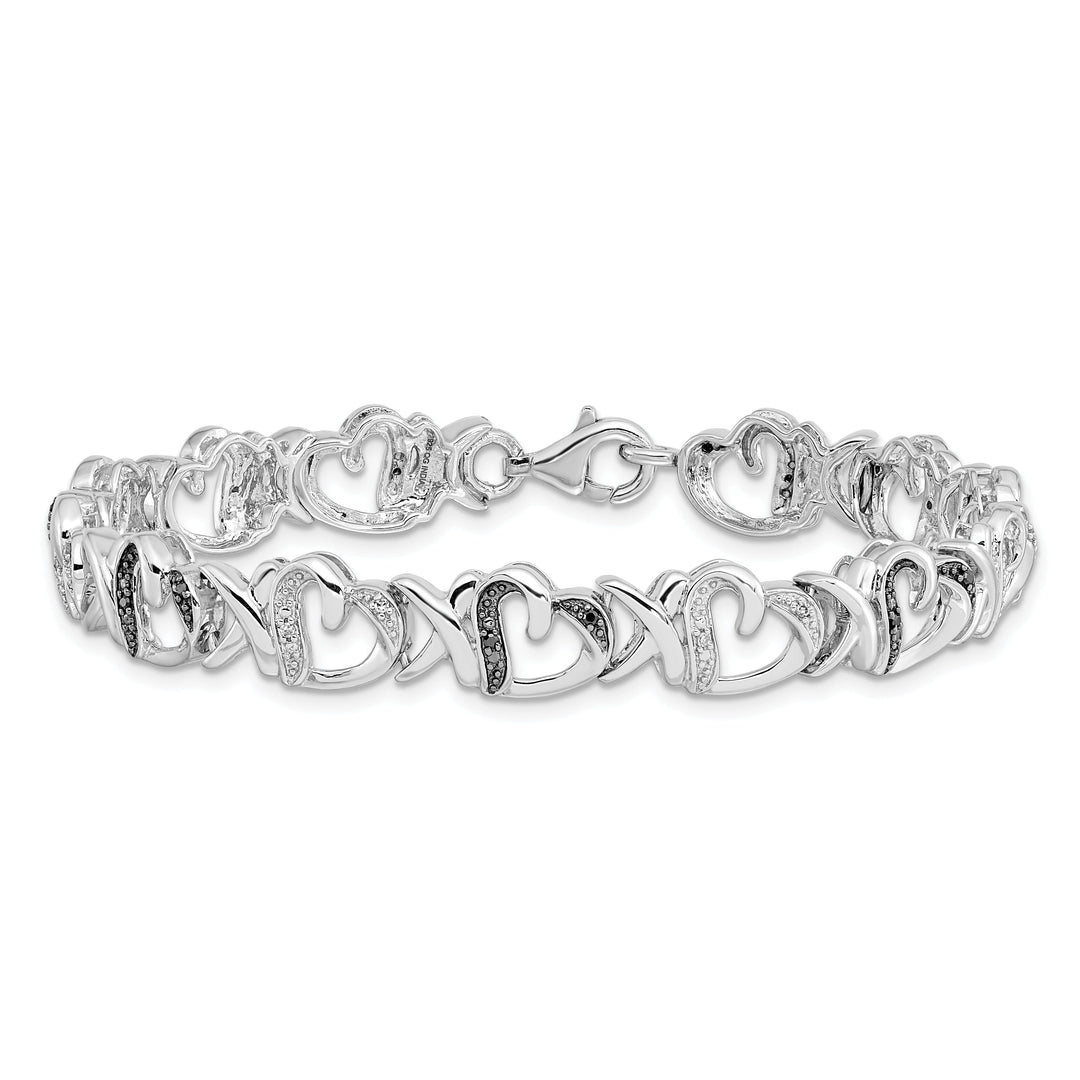 Sterling Silver Black White Diamond Bracelet