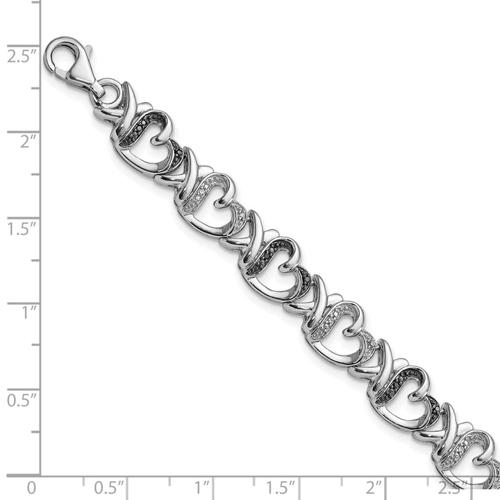 Sterling Silver Black White Diamond Bracelet