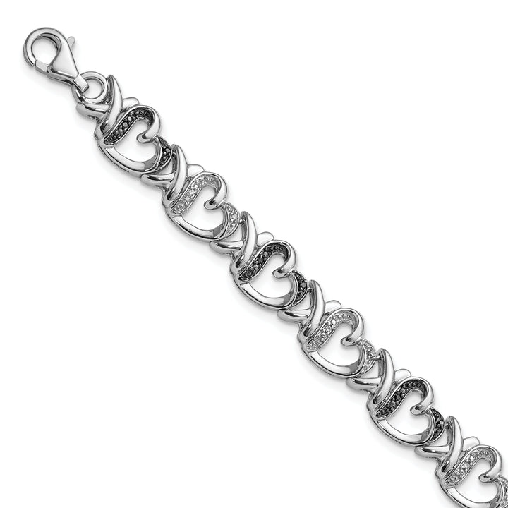 Sterling Silver Black White Diamond Bracelet