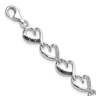 Silver Polished Black White Diamond Bracelet at $ 312.67 only from Jewelryshopping.com