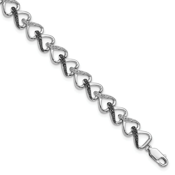 Silver Polished Black White Diamond Bracelet