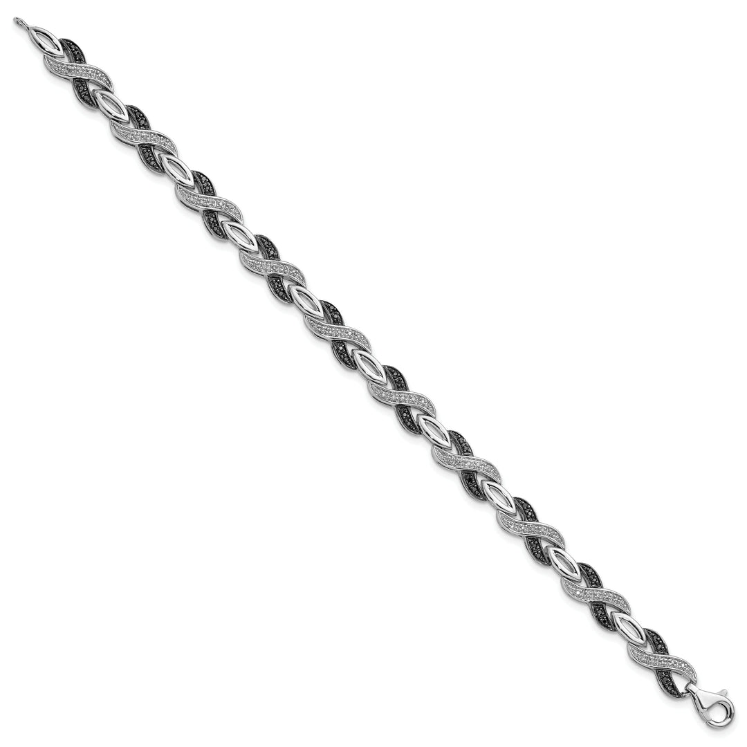 Sterling Silver Black White Diamond Bracelet