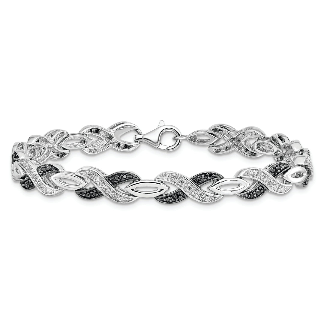 Sterling Silver Black White Diamond Bracelet