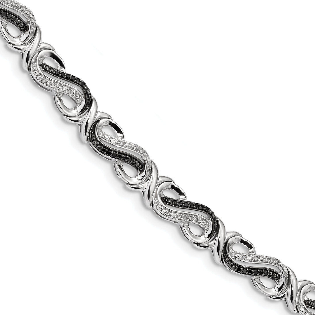 Sterling Silver Black White Diamond Bracelet