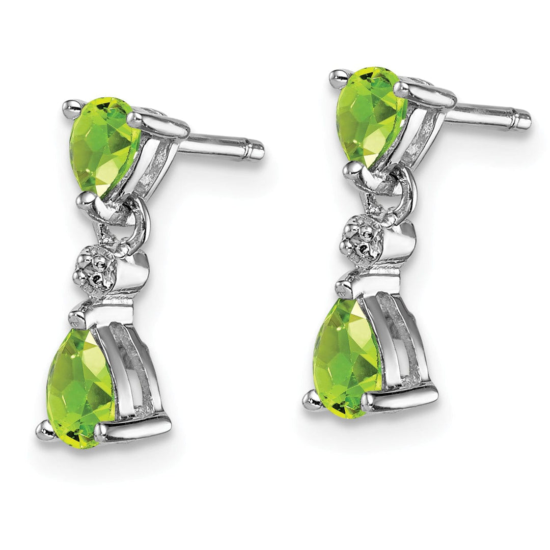 Silver Dangle Peridot Diamond Post Earrings