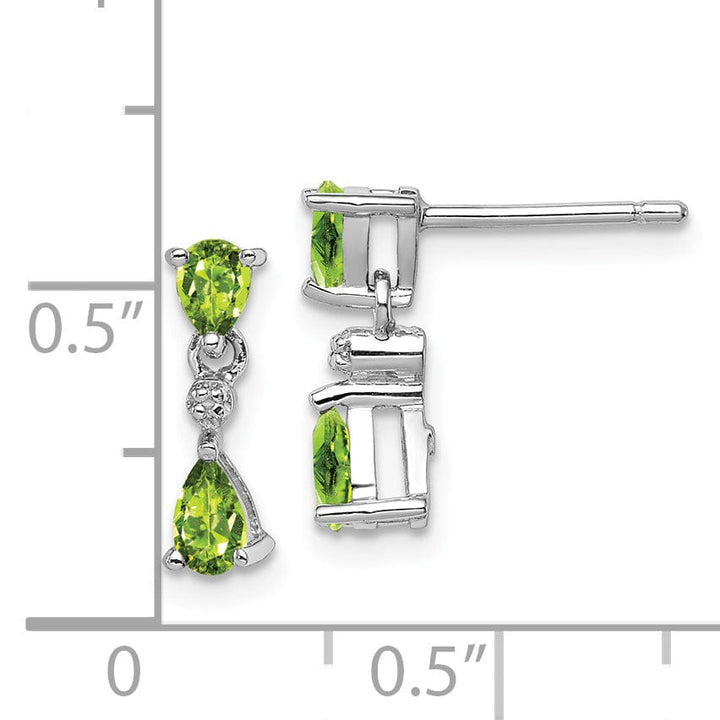 Silver Dangle Peridot Diamond Post Earrings