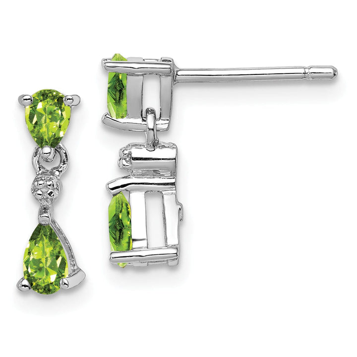 Silver Dangle Peridot Diamond Post Earrings