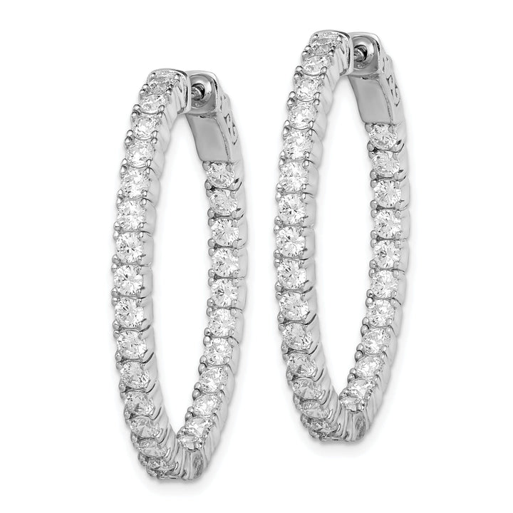 Sterling Silver CZ Oval Hoop Earrings