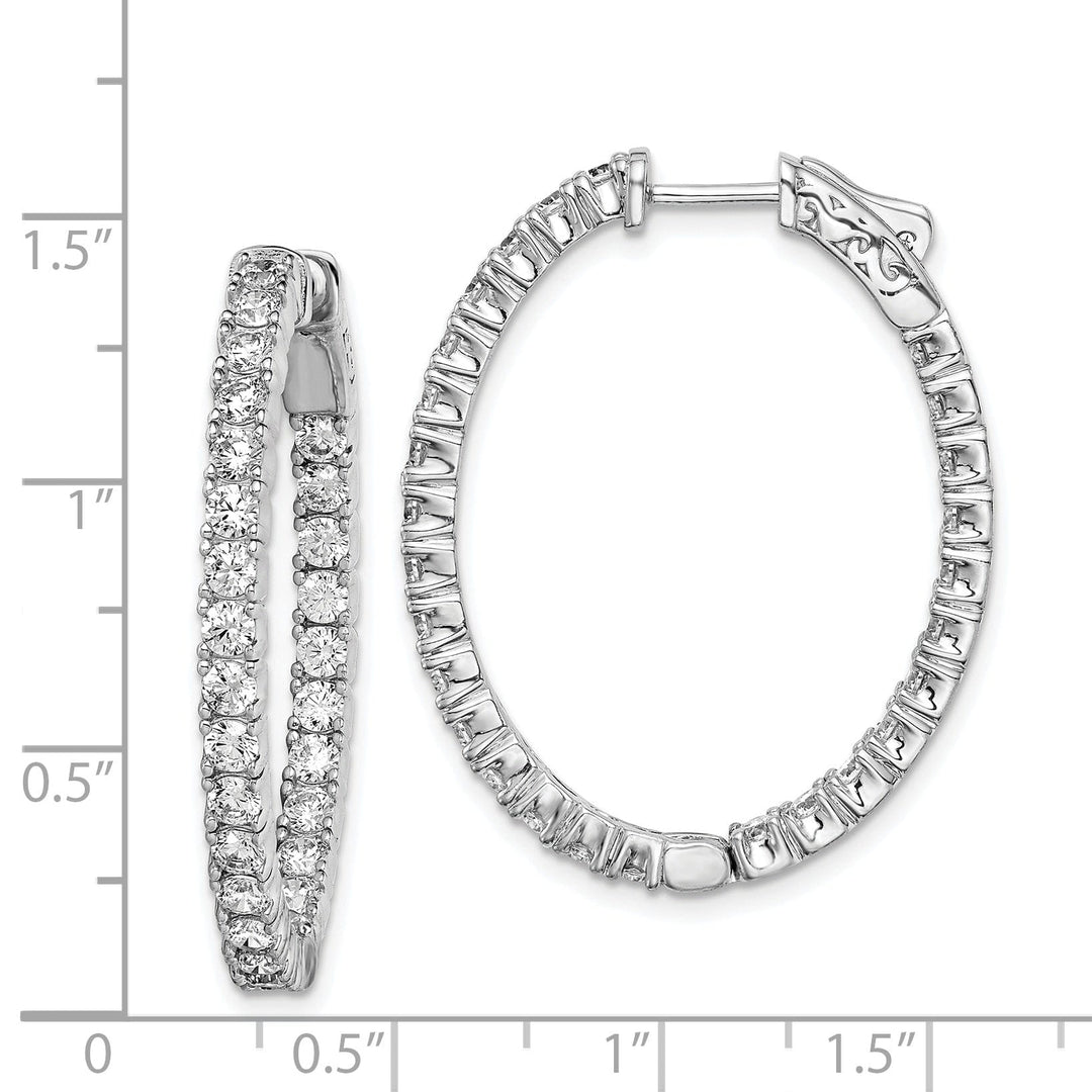 Sterling Silver CZ Oval Hoop Earrings