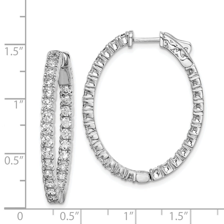 Sterling Silver CZ Oval Hoop Earrings