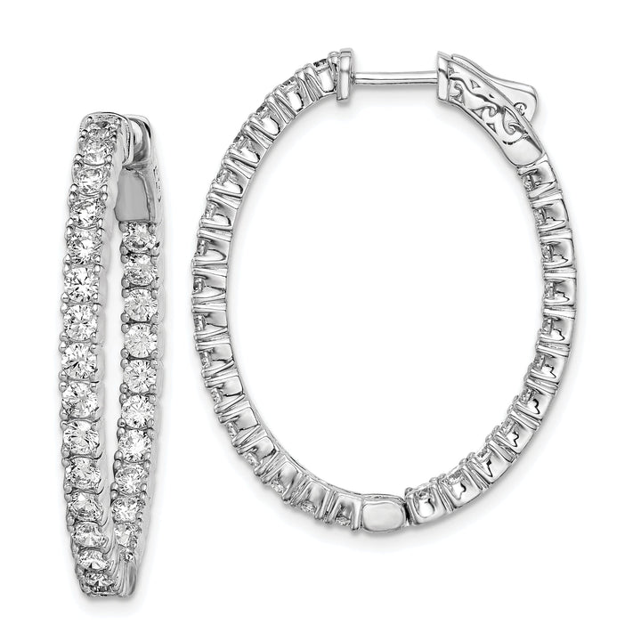 Sterling Silver CZ Oval Hoop Earrings