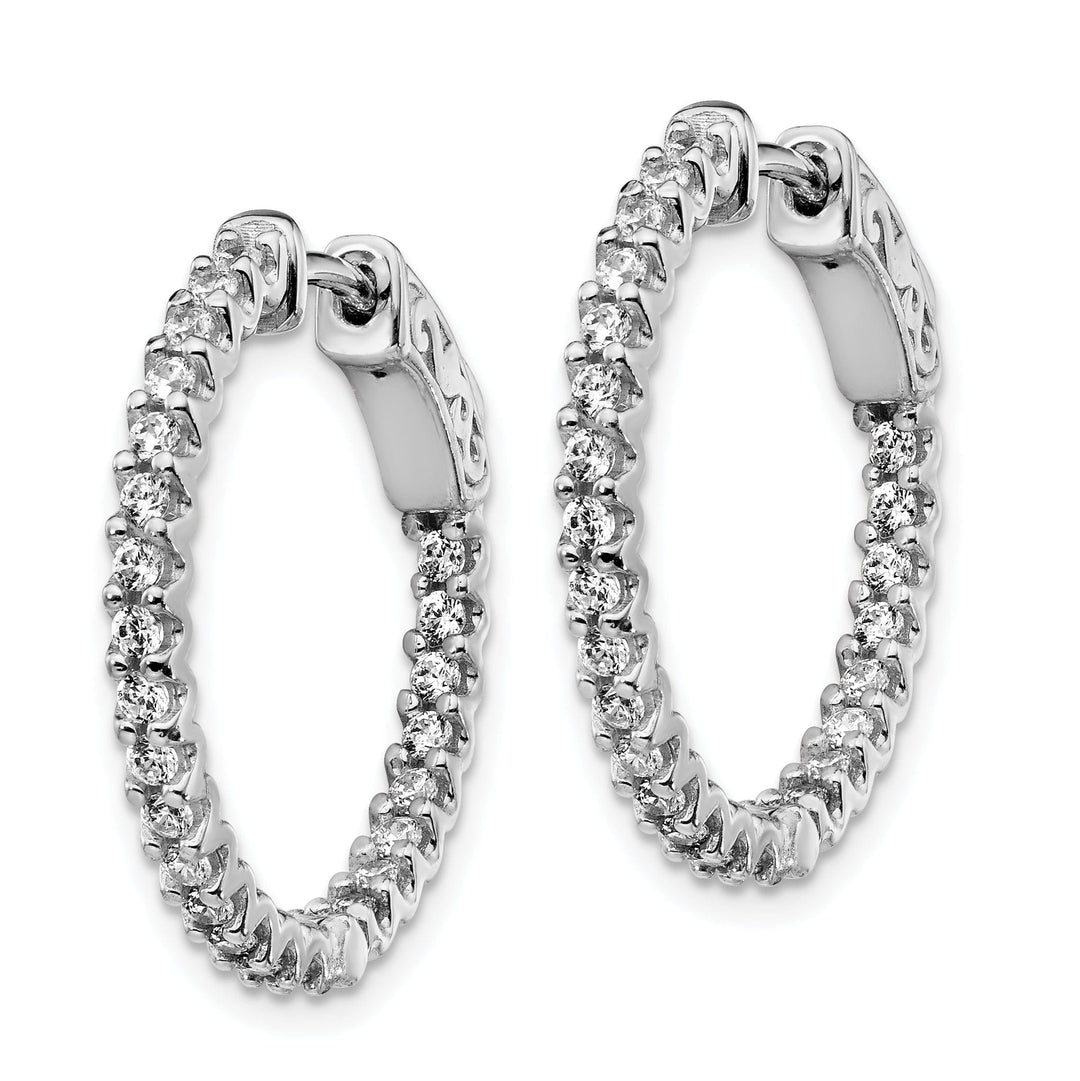 Sterling Silver CZ 48 Stone Hoop Earrings